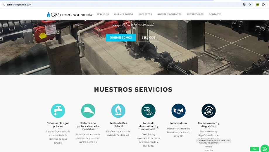 GM Hidroingeniería sitio web